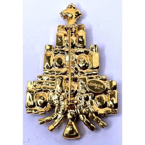 Dominique Signed Vintage Christmas Tree Brooch Pin Candle Design Holiday Jewelry - Picture 4 of 5